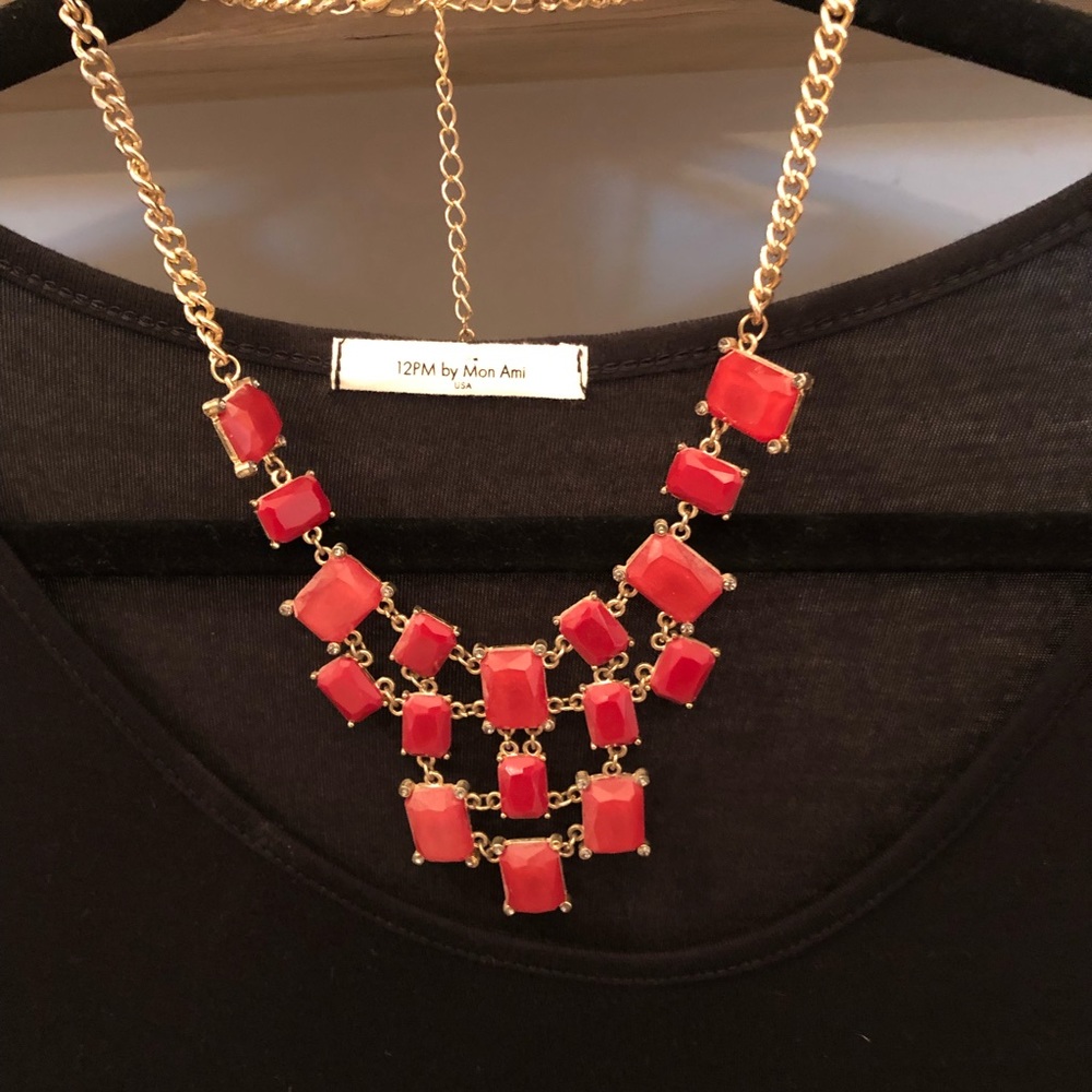 Red statement necklace